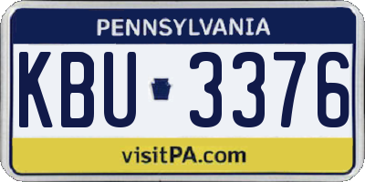 PA license plate KBU3376