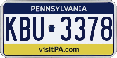 PA license plate KBU3378