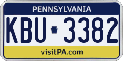 PA license plate KBU3382