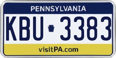 PA license plate KBU3383