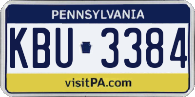 PA license plate KBU3384