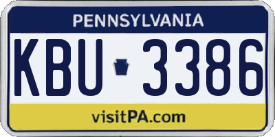 PA license plate KBU3386