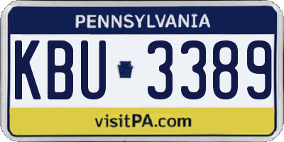 PA license plate KBU3389