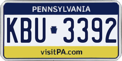 PA license plate KBU3392