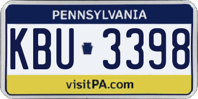 PA license plate KBU3398