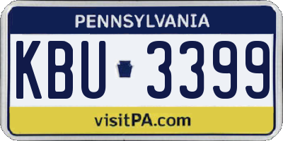 PA license plate KBU3399