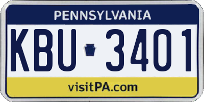 PA license plate KBU3401