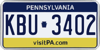 PA license plate KBU3402