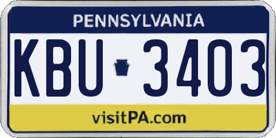 PA license plate KBU3403