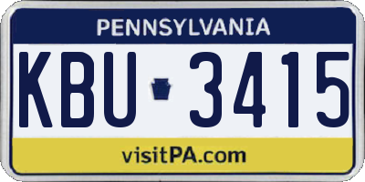 PA license plate KBU3415
