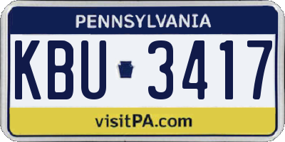 PA license plate KBU3417