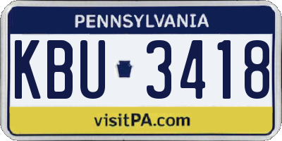 PA license plate KBU3418