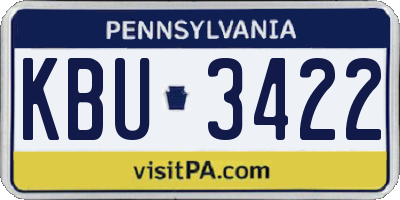 PA license plate KBU3422