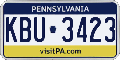 PA license plate KBU3423