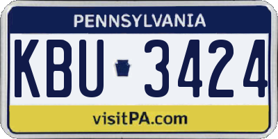 PA license plate KBU3424