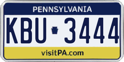 PA license plate KBU3444
