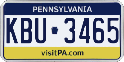 PA license plate KBU3465