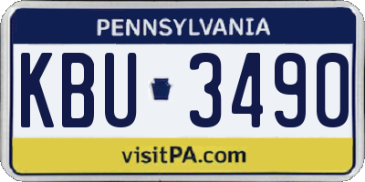 PA license plate KBU3490