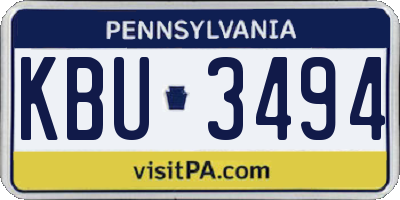 PA license plate KBU3494
