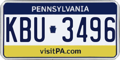 PA license plate KBU3496