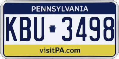 PA license plate KBU3498