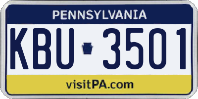 PA license plate KBU3501