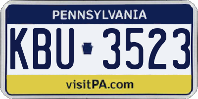 PA license plate KBU3523