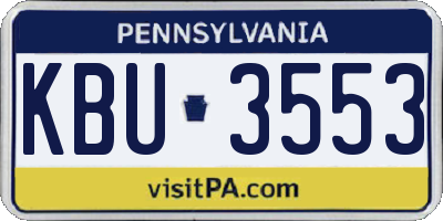 PA license plate KBU3553