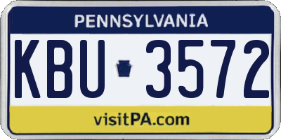 PA license plate KBU3572