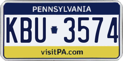 PA license plate KBU3574