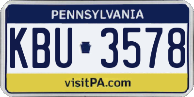 PA license plate KBU3578