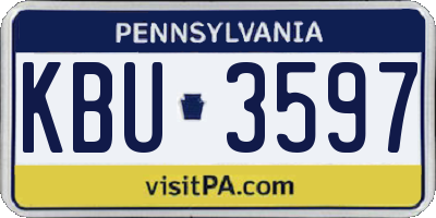 PA license plate KBU3597