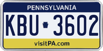 PA license plate KBU3602