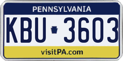 PA license plate KBU3603
