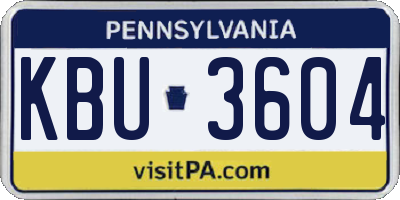 PA license plate KBU3604
