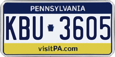 PA license plate KBU3605