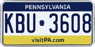 PA license plate KBU3608