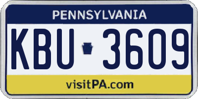PA license plate KBU3609