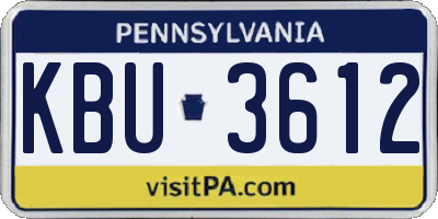 PA license plate KBU3612