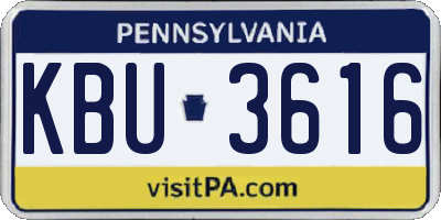 PA license plate KBU3616