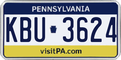 PA license plate KBU3624