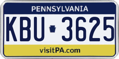 PA license plate KBU3625