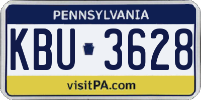 PA license plate KBU3628