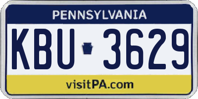 PA license plate KBU3629