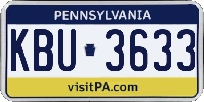 PA license plate KBU3633
