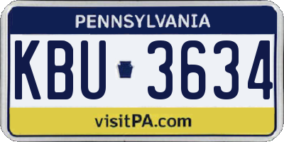 PA license plate KBU3634