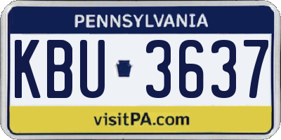 PA license plate KBU3637