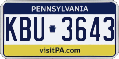 PA license plate KBU3643