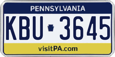 PA license plate KBU3645