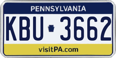 PA license plate KBU3662